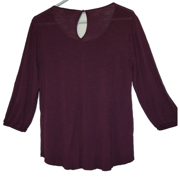 Lucky Brand Peasant Top Shirt BOHO Embroidery SIZE M Medium BURGUNDY Bohemian - Picture 11 of 12
